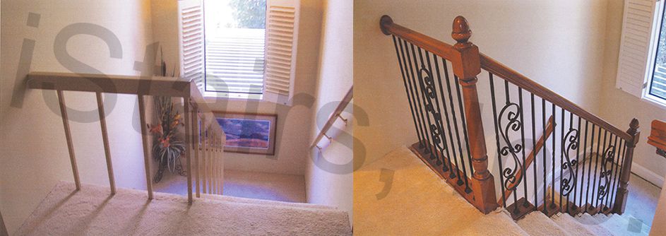 Paint Grade Skirtboard - Beech with Iron Balusters
Before-Painted rail / After-Beech w/iron balusters & paint grade skirt board turned