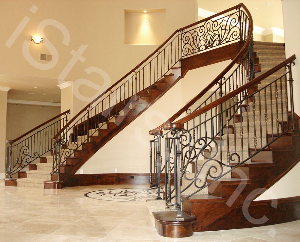 Cherry with Full Wrought Iron Balustrade System Cherry with full wrought iron system