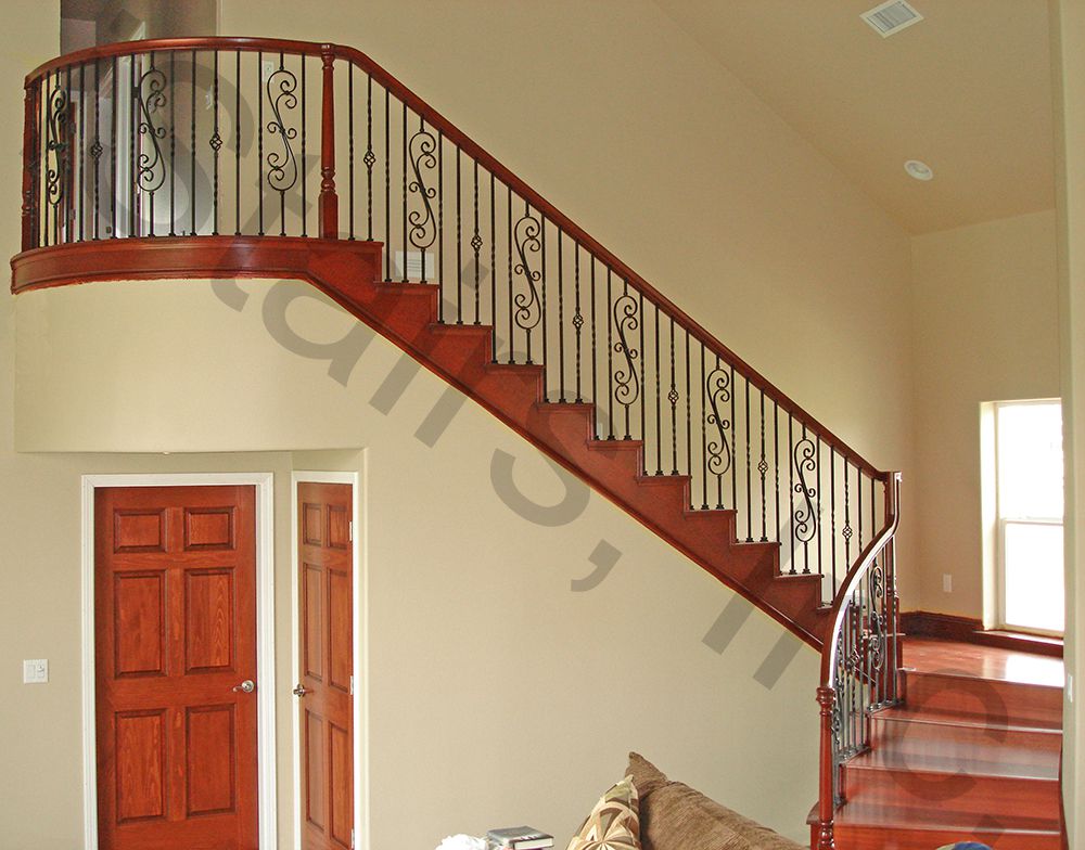 Cherry Staircase with Iron Balusters Cherry w/iron balusters turned over-the-post